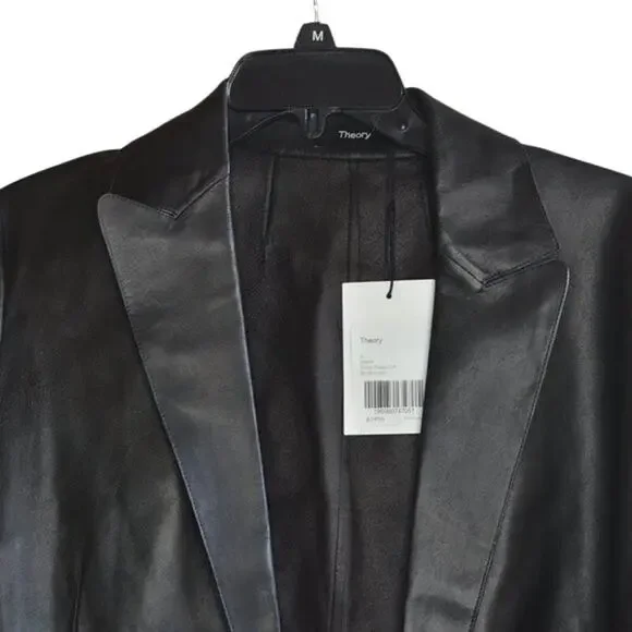 Theory Ladies Relaxed Blazer in Leather Black, Size Small